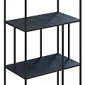 Modern Open Design Shelving Unit With Black Metal Frame And Multiple Storage Shelves