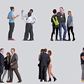 Group of People Standing and Interacting in Various Casual Settings