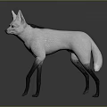 3D Model Of White Fur Fox With Large Ears Black Legs And Black Tail Tip
