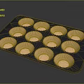 Blue Baking Tray With Twelve Orange Cupcake Liners Set For Baking 3d model