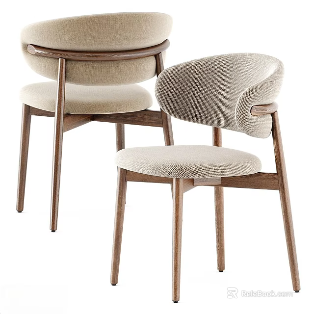 Modern Single Chair With Wooden Frame Light Colored Seat Cushion And Armrest Design 3d model 