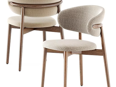 Modern Single Chair With Wooden Frame Light Colored Seat Cushion And Armrest Design 3d model