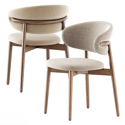 Modern Single Chair With Wooden Frame Light Colored Seat Cushion And Armrest Design 3d model