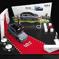 KIA Car Exhibition Booth Model With Display Cars Red Carpet And Furniture