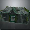 Greenhouse Building With Green Frame Glass Roof and Climbing Vines Exterior Design