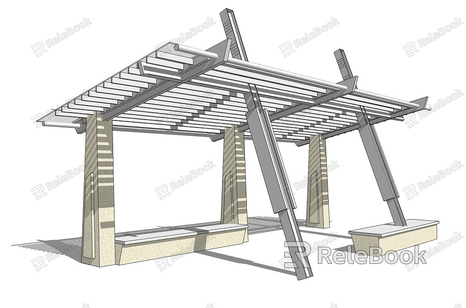 Modern Corridor Landscape Villa Courtyard Corridor Landscape Entrance model