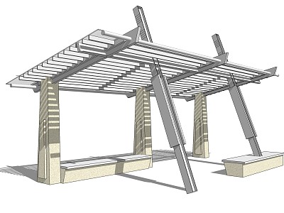 Modern Corridor Landscape Villa Courtyard Corridor Landscape Entrance model