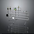 Industrial Pipeline System With Metal Pipes Valves Gauges And Support Stand