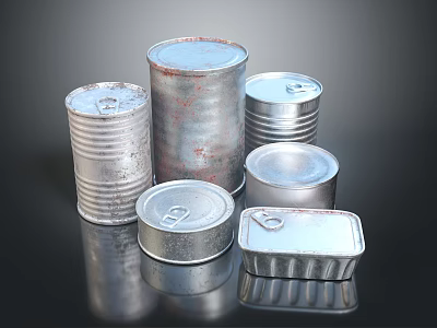 Household Metal Storage Cans With Various Shapes And Lids For Daily Use 3d model