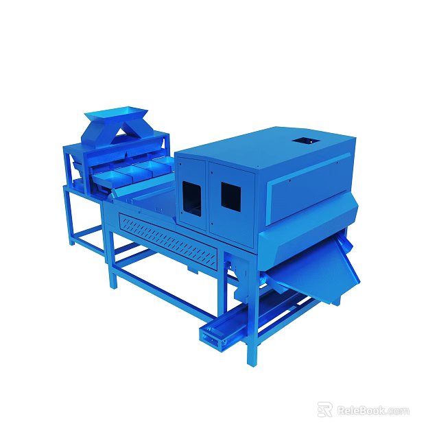 Blue Industrial Processing Machine With Mechanical Feeding And Discharging Structure 3d model