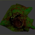 Rustic Wooden Stone Sculpture Featuring Irregular Red Trunk And Green Base