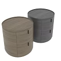 Modern Wooden Bedside Table With Two Drawers And Black Handles