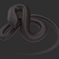 Black Snake With Coiled Body 3D Rendered On Gray Background