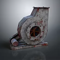 Rusty Vintage Industrial Metal Fan Equipment With Mechanical Structure And Rotor 3d model