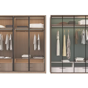 Glass door wardrobe combination 3d model