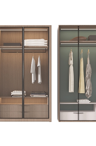 Glass door wardrobe combination 3d model