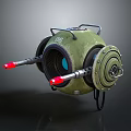 Green Spherical Mechanical Device With Number 06 Red Lights And Metal Structure