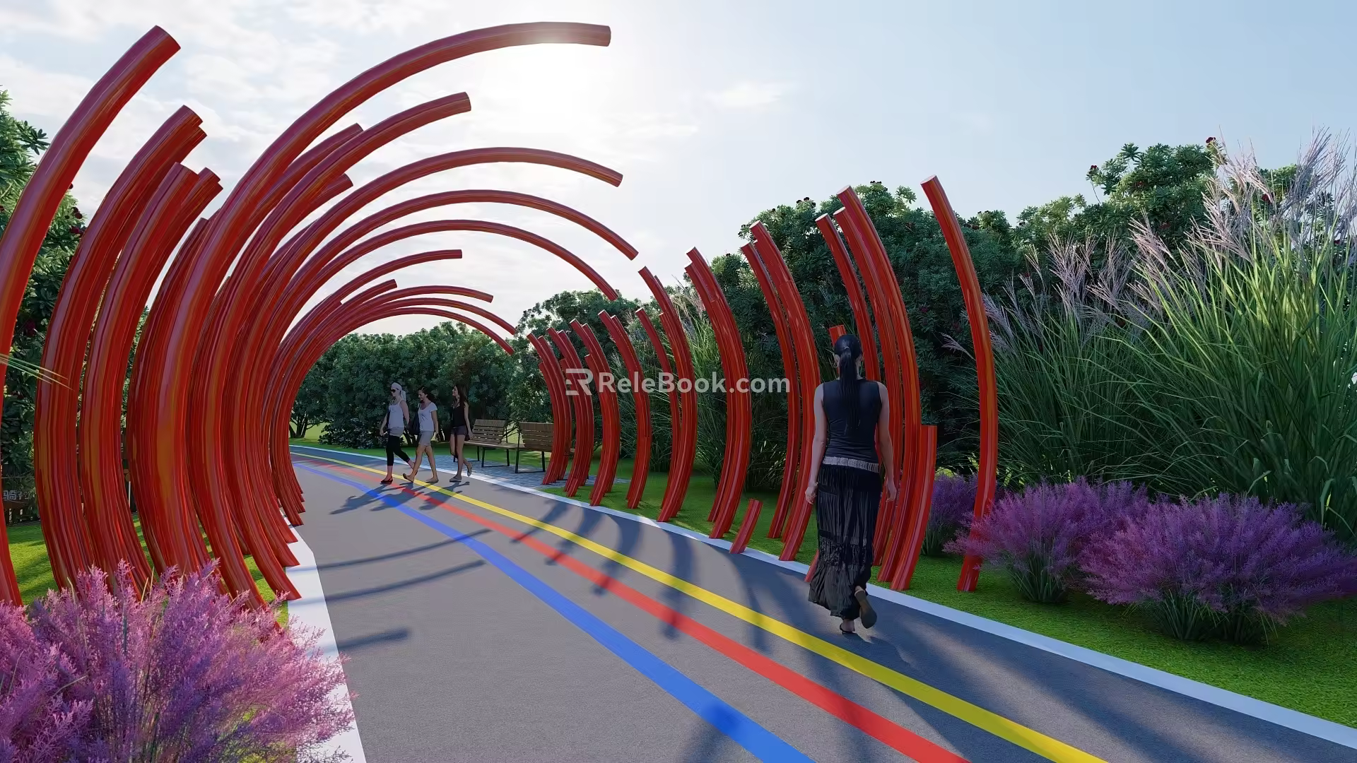 Modern Corridor Frame Red Culture Frame Red Culture Corridor Red Art Device 3d model