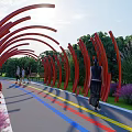Modern Corridor Frame Red Culture Frame Red Culture Corridor Red Art Device 3d model