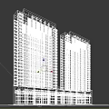 Modern Tall Twin Office Building With Vertical Lines Glass Curtain Walls And Entrance Design