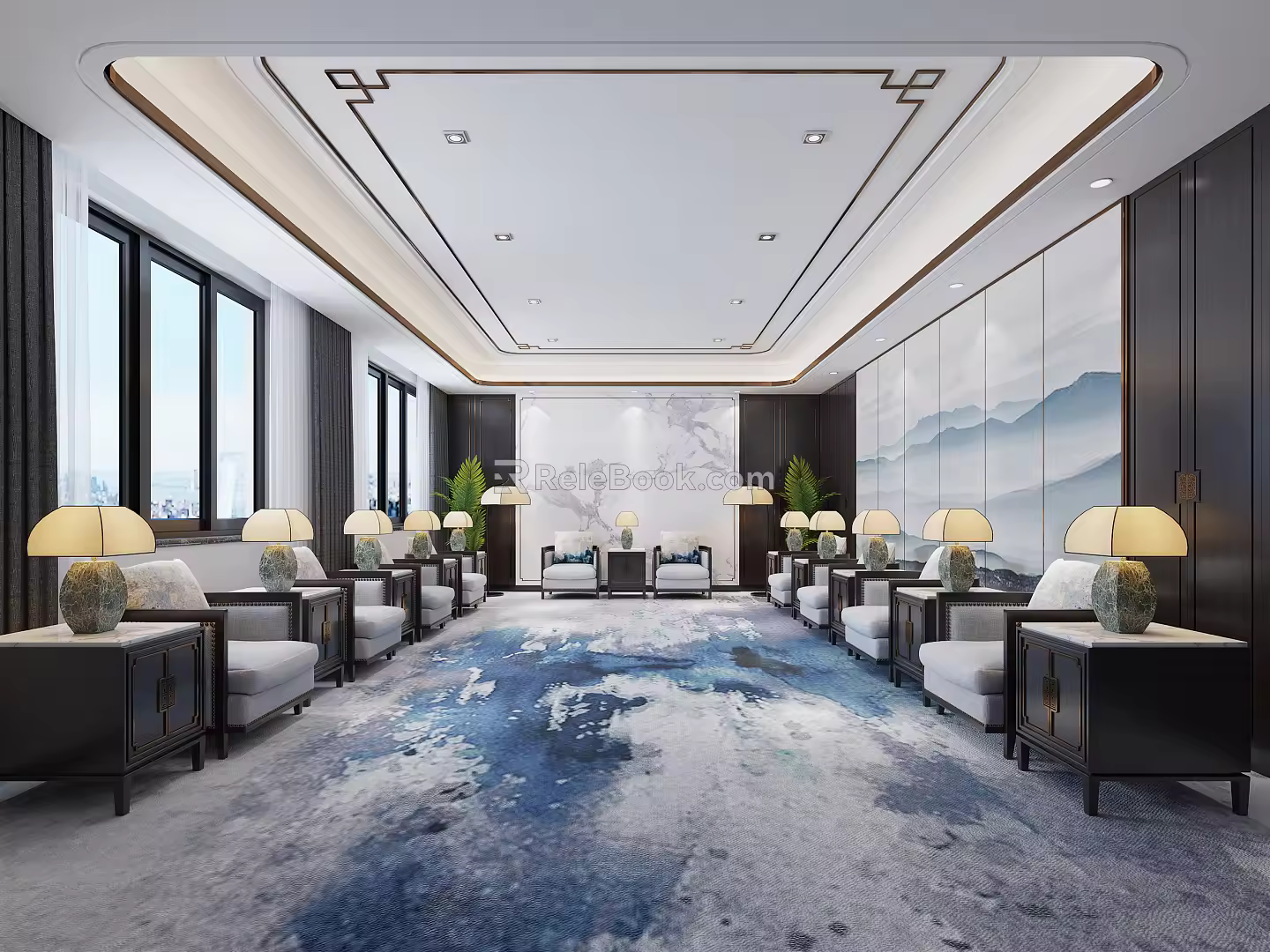 New Chinese-style Reception Area Office Reception Room 3d model