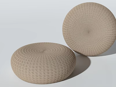 Light Brown Woven Round Cushions With Textured Design For Home Use 3d model