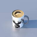 Everyday Life Essentials White Mugs With Deer Design Green Notebook And Coffee