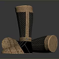 Ancient Weapon Leg Armor With Metallic Mesh And Bronze Design Details