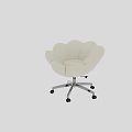 White Petal Shaped Leather Leisure Chair With Metal Base And Wheels