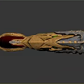 Dragon Head Decorated Pistol Weapon With Golden Silver Accents Green Eyes And Red Grip