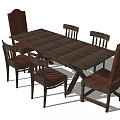 Classic Wooden Dining Table Set With Six Matching Chairs For Home