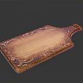 Ornate Wooden Cutting Board With Decorative Patterns And Smooth Wood Grain