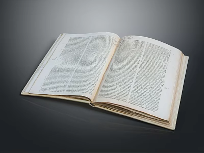 Old Open Book Display With Yellowed Pages And Text Content 3d model
