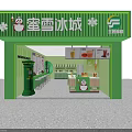 Green Bubble Tea Shop Interior With Snowman Logo Drink Menu And Seating Area