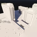 Modern White Architectural Complex Featuring High Rise Buildings And Open Urban Spaces 3d model
