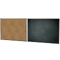Musical Instruments And Art Supplies Display On Framed Corkboard And Chalkboard Panels