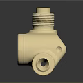 Gold Colored Brass Hardware Tools Fitting with Threaded Connections and Dual Ports 3d model