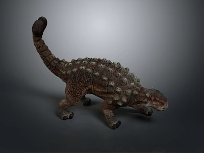Detailed 3D Ankylosaurus Dinosaur Model With Spiked Back And Clubbed Tail On Gray Background 3d model