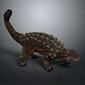 Detailed 3D Ankylosaurus Dinosaur Model With Spiked Back And Clubbed Tail On Gray Background
