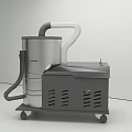 Commercial Industrial Vacuum Cleaner With Silver Body Black Hose And Wheels