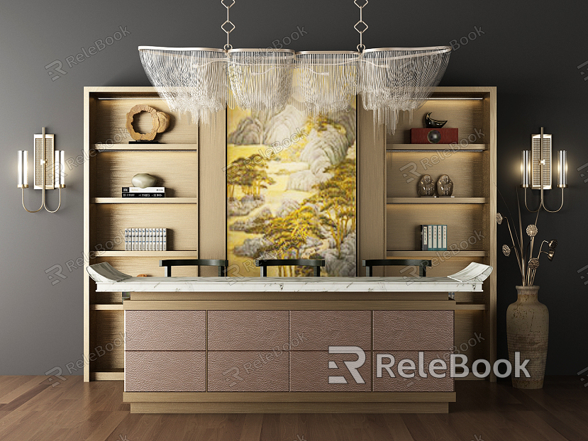 New Chinese Style Desk and Chair Writing Room model