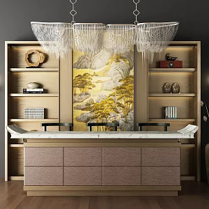New Chinese Style Desk and Chair Writing Room 3d model
