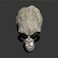 Cartoon Style Fluffy Sheep With Curled Horns Big Eyes And Sticking Tongue