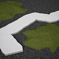 White Garden Path Paving With Curved Design And Green Grass Surroundings