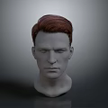 Game and Movie Character 3D Head Model With Red Hair and Closed Eyes