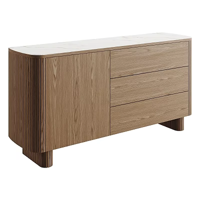 Modern Wooden Hallway Cabinet Sideboard With White Top Drawers And Storage Design 3d model