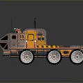 Six Wheeled Utility Vehicle With Large Off Road Tires Powerful Headlights And Roof Mounted Equipment