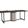 Modern Minimalist Tea Table and Chairs with Wooden Rectangular Top and Cylindrical Storage Base 3d model