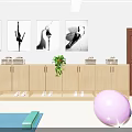 Spacious Bright Fitness Studio Featuring Colorful Yoga Balls And Blue Mats