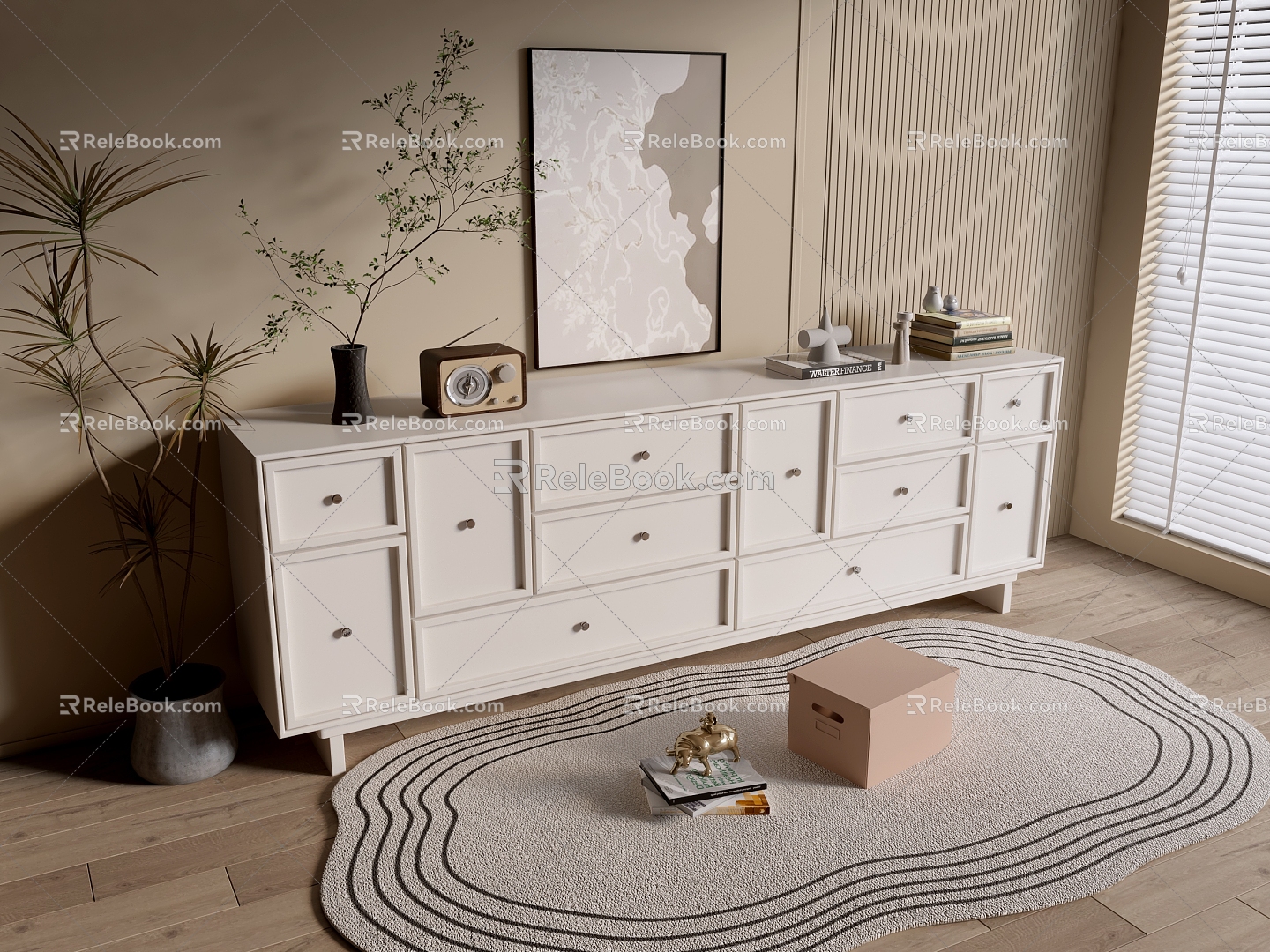 Modern Cream Style Cabinet Whole Cabinet Sideboard Cabinet Balcony Cabinet Storage Cabinet Entrance Cabinet 3d model